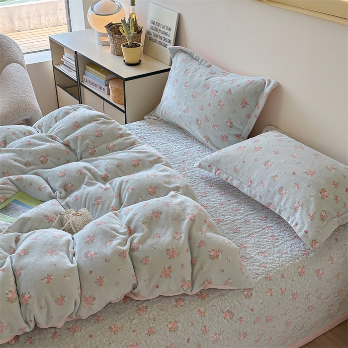 91家纺网 家纺一手货源 找家纺 潘朵拉家纺 2025新款牛奶绒床盖款四件套 清欢