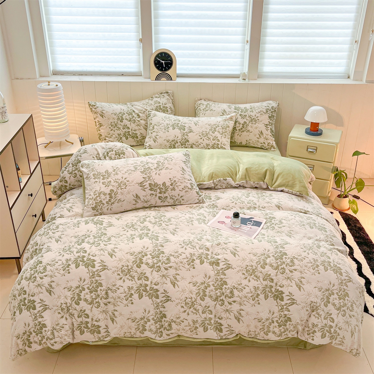 91家纺网 家纺一手货源 找家纺 星座  2025新款牛奶绒雕花绒四件套 青芜花意