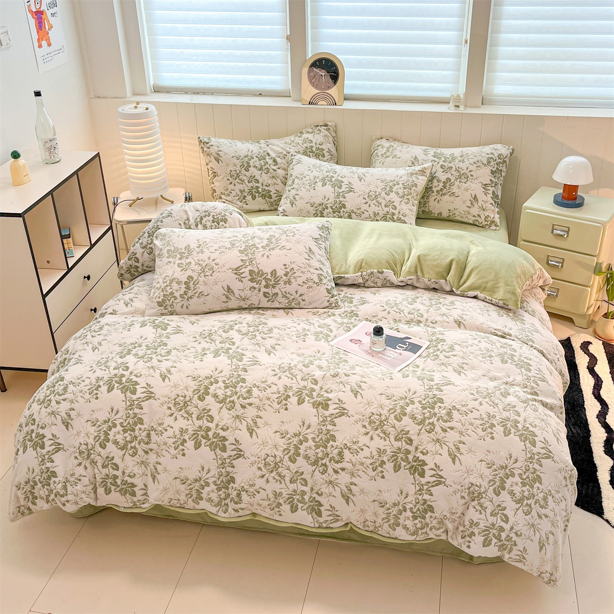 91家纺网 家纺一手货源 找家纺 星座  2025新款牛奶绒雕花绒四件套 青芜花意