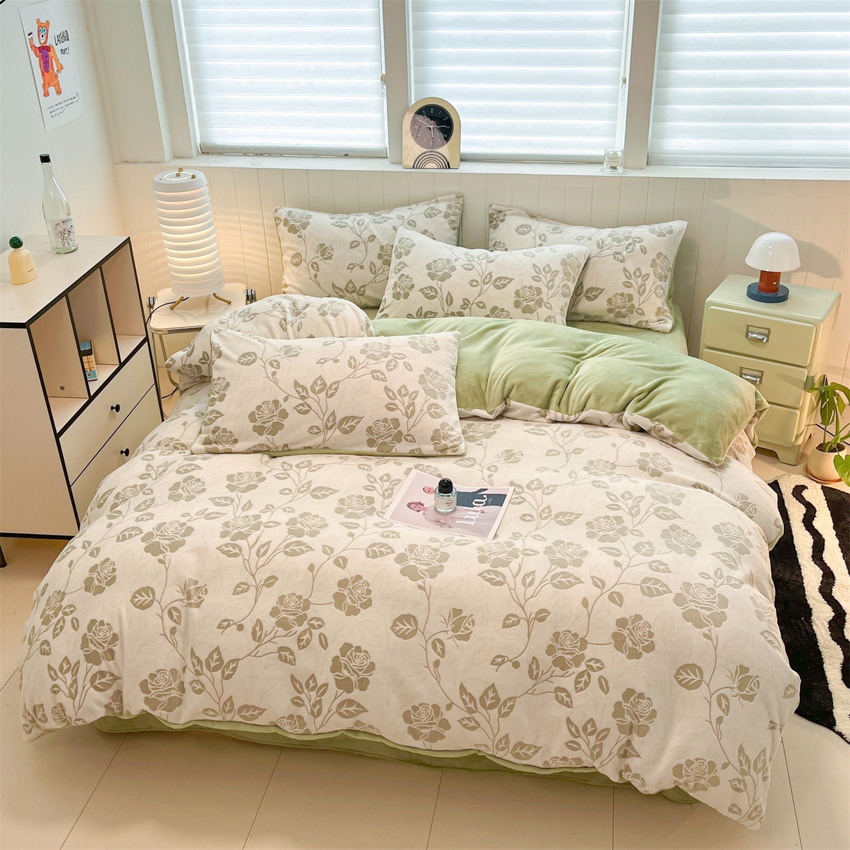 91家纺网 家纺一手货源 找家纺 星座  2025新款牛奶绒雕花绒四件套 青枝雅韵