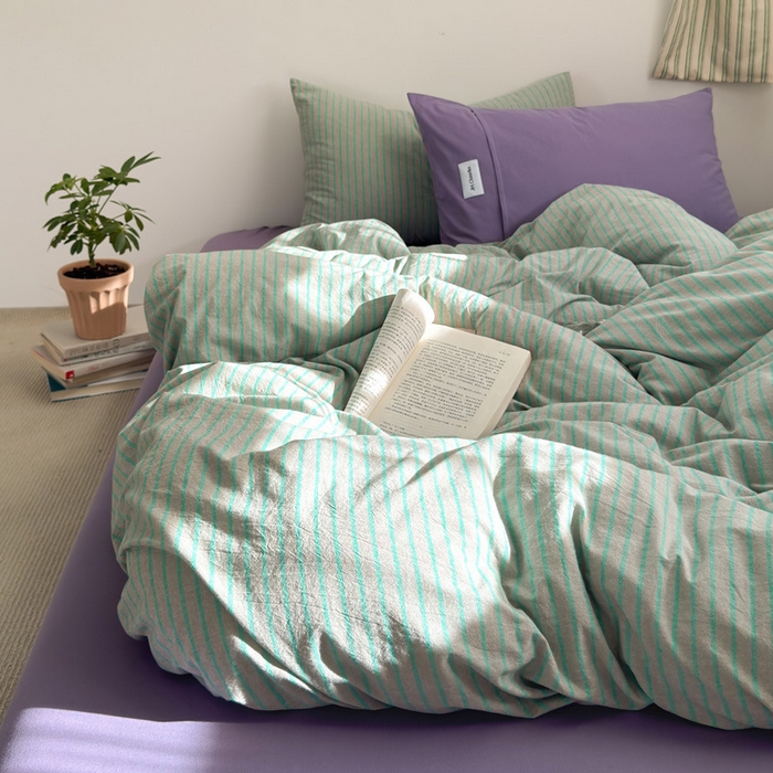 91家纺网 家纺一手货源 找家纺 （总）良品汇馆 2025【A类水洗棉混搭条四件套】全棉水洗棉混搭纯棉床品件套民宿酒店