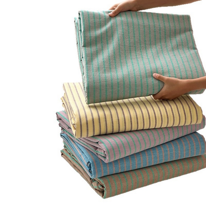 91家纺网 家纺一手货源 找家纺 良品汇馆 2025【A类水洗棉混搭条四件套】全棉水洗棉混搭纯棉床品件套民宿酒店 混搭蓝咖条