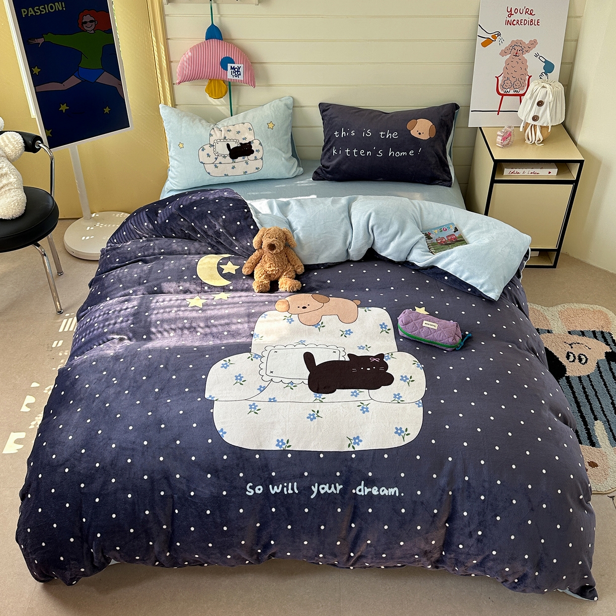 91家纺网 家纺一手货源 找家纺 （总）美乐迪家纺 2025新款大版牛奶绒四件套