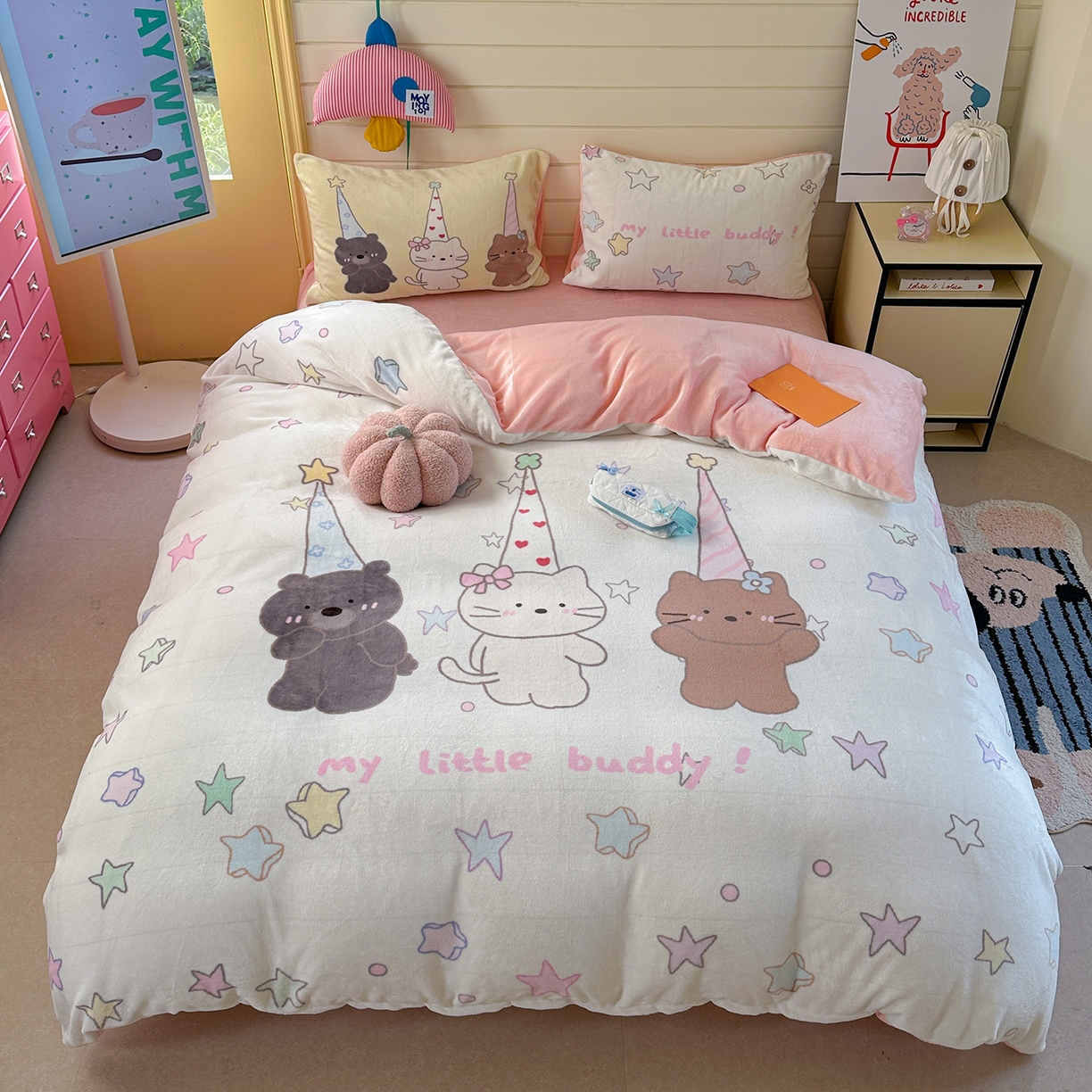 91家纺网 家纺一手货源 找家纺 （总）美乐迪家纺 2025新款大版牛奶绒四件套