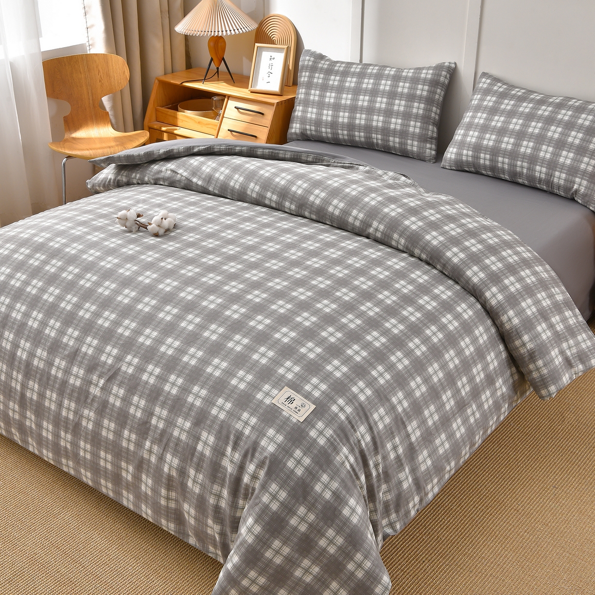 91家纺网 家纺一手货源 找家纺 锦逸家居 2025新款A类水洗棉棉花被被子被芯 艾琳-灰