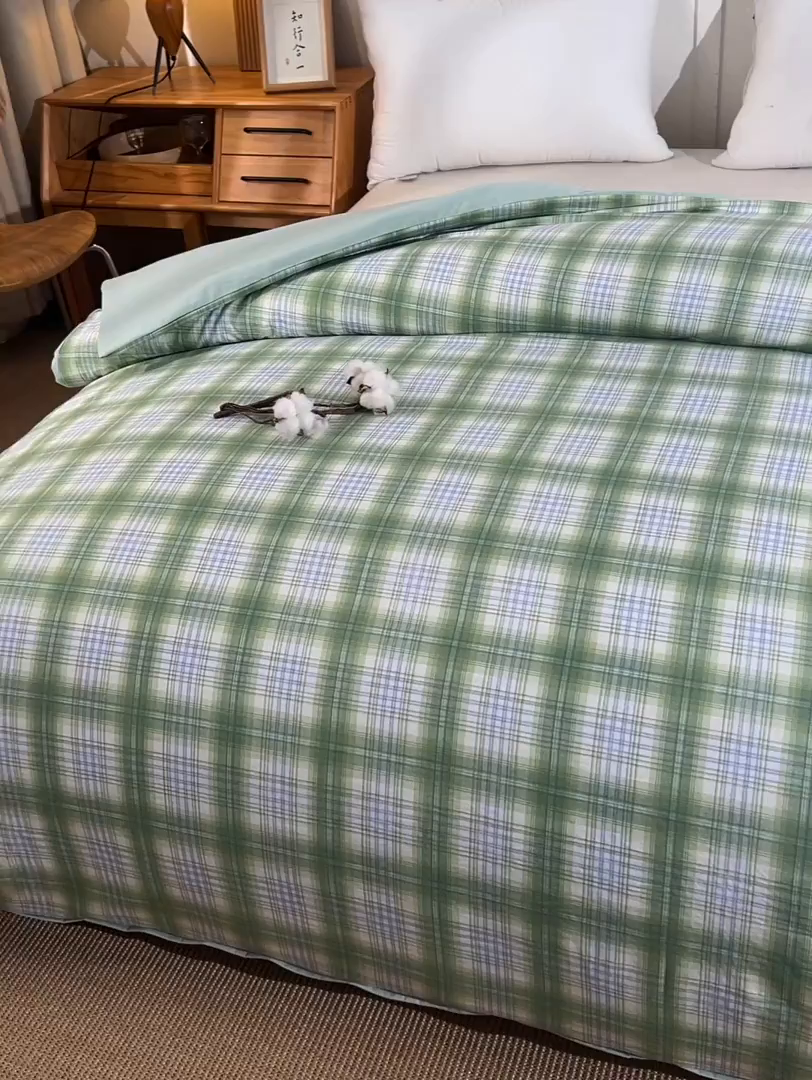 91家纺网 家纺一手货源 找家纺 锦逸家居 2025新款A类水洗棉棉花被被子被芯 达伦-绿
