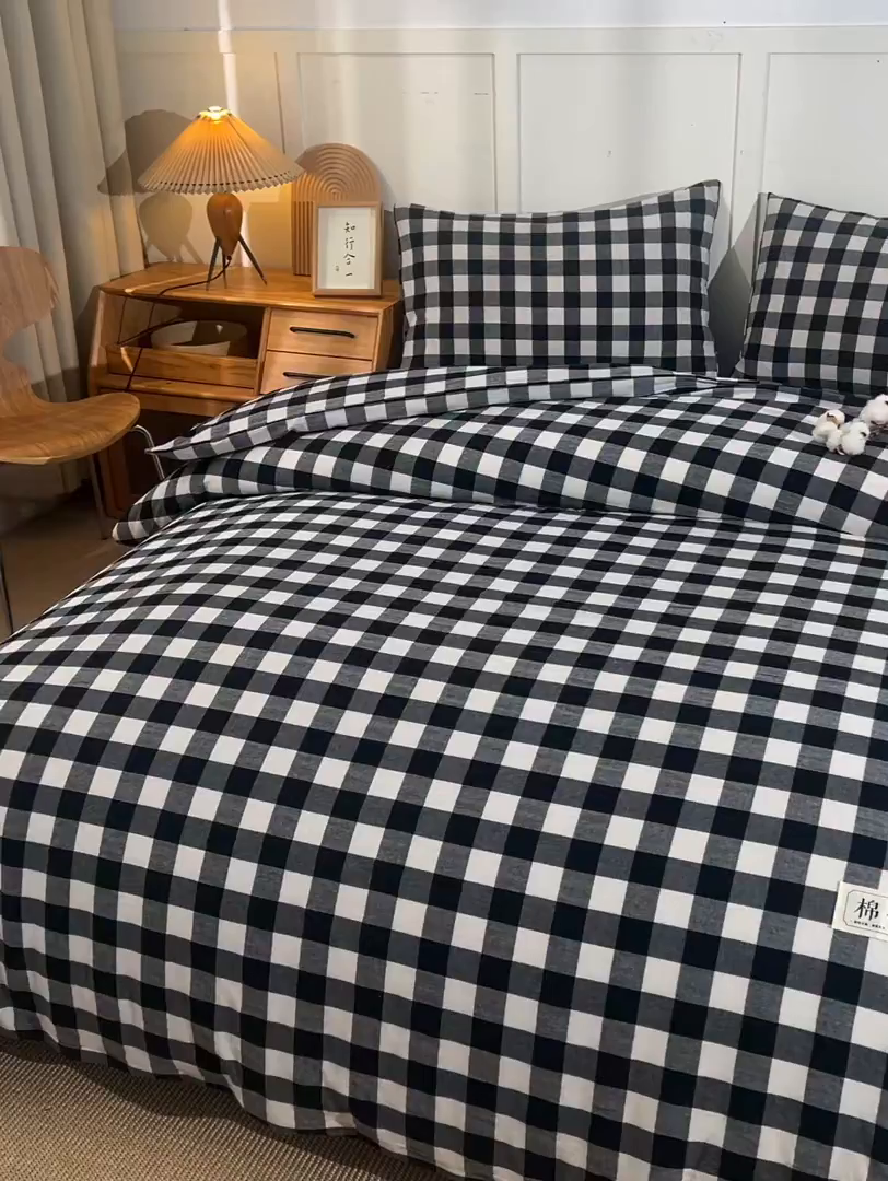 91家纺网 家纺一手货源 找家纺 锦逸家居 2025新款A类水洗棉棉花被被子被芯 灰白中格