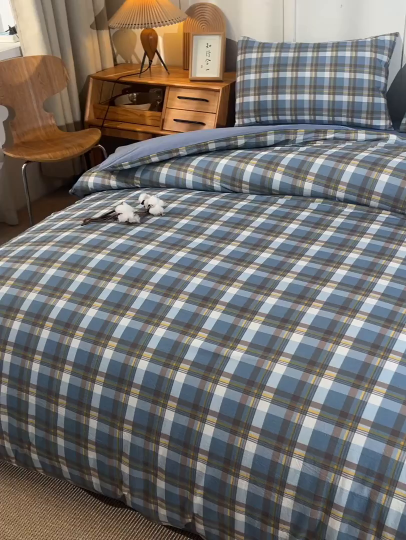 91家纺网 家纺一手货源 找家纺 锦逸家居 2025新款A类水洗棉棉花被被子被芯 简析蓝