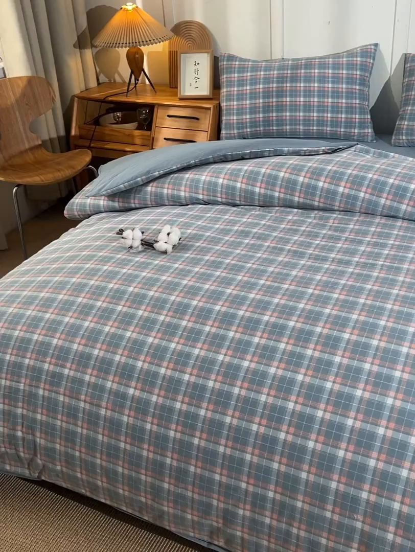 91家纺网 家纺一手货源 找家纺 锦逸家居 2025新款A类水洗棉棉花被被子被芯 洛卡-蓝