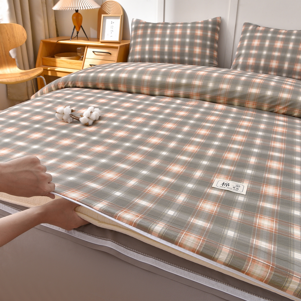 91家纺网 家纺一手货源 找家纺 锦逸家居 2025新款A类水洗棉棉花被被子被芯 暖阳格