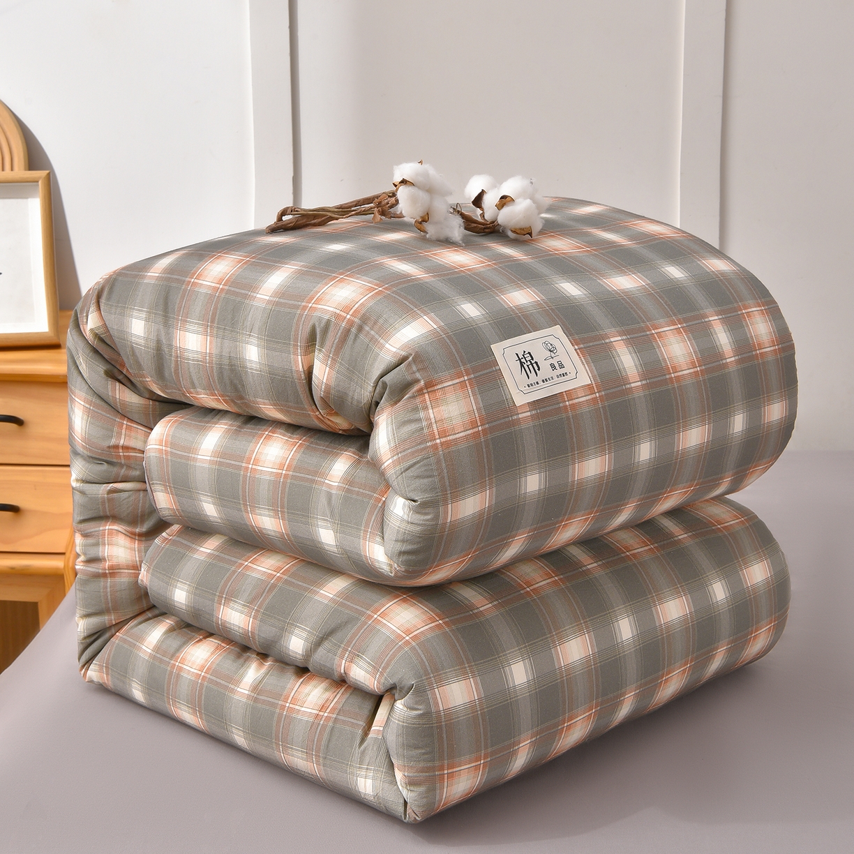 91家纺网 家纺一手货源 找家纺 锦逸家居 2025新款A类水洗棉棉花被被子被芯 暖阳格