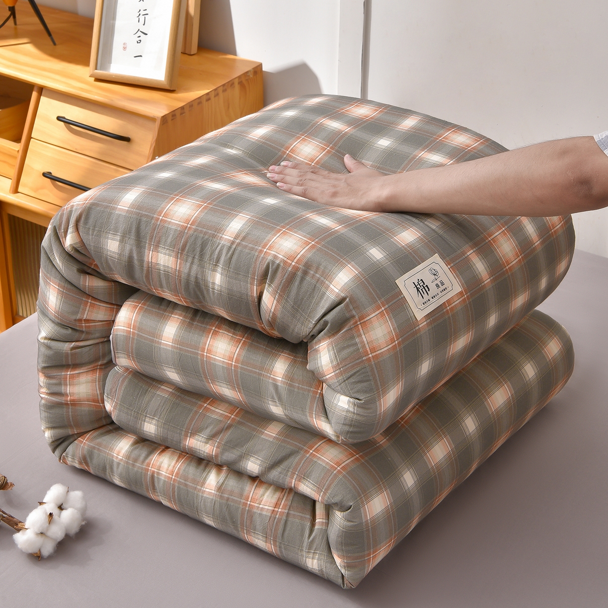 91家纺网 家纺一手货源 找家纺 锦逸家居 2025新款A类水洗棉棉花被被子被芯 暖阳格