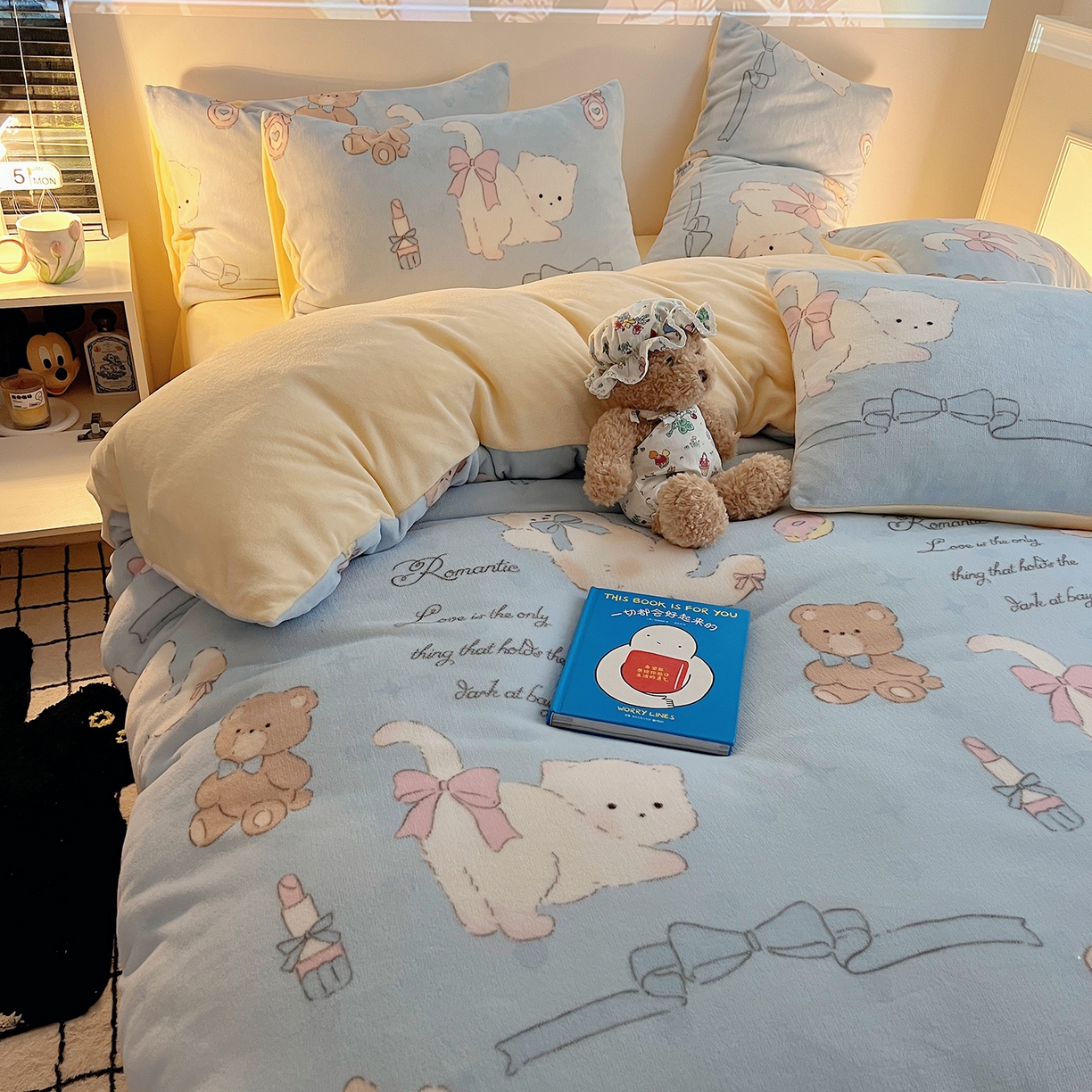 91家纺网 家纺一手货源 找家纺 （总）瑞莱 2025新款A类200克高克重秋冬印花牛奶绒四件套-卡通系列