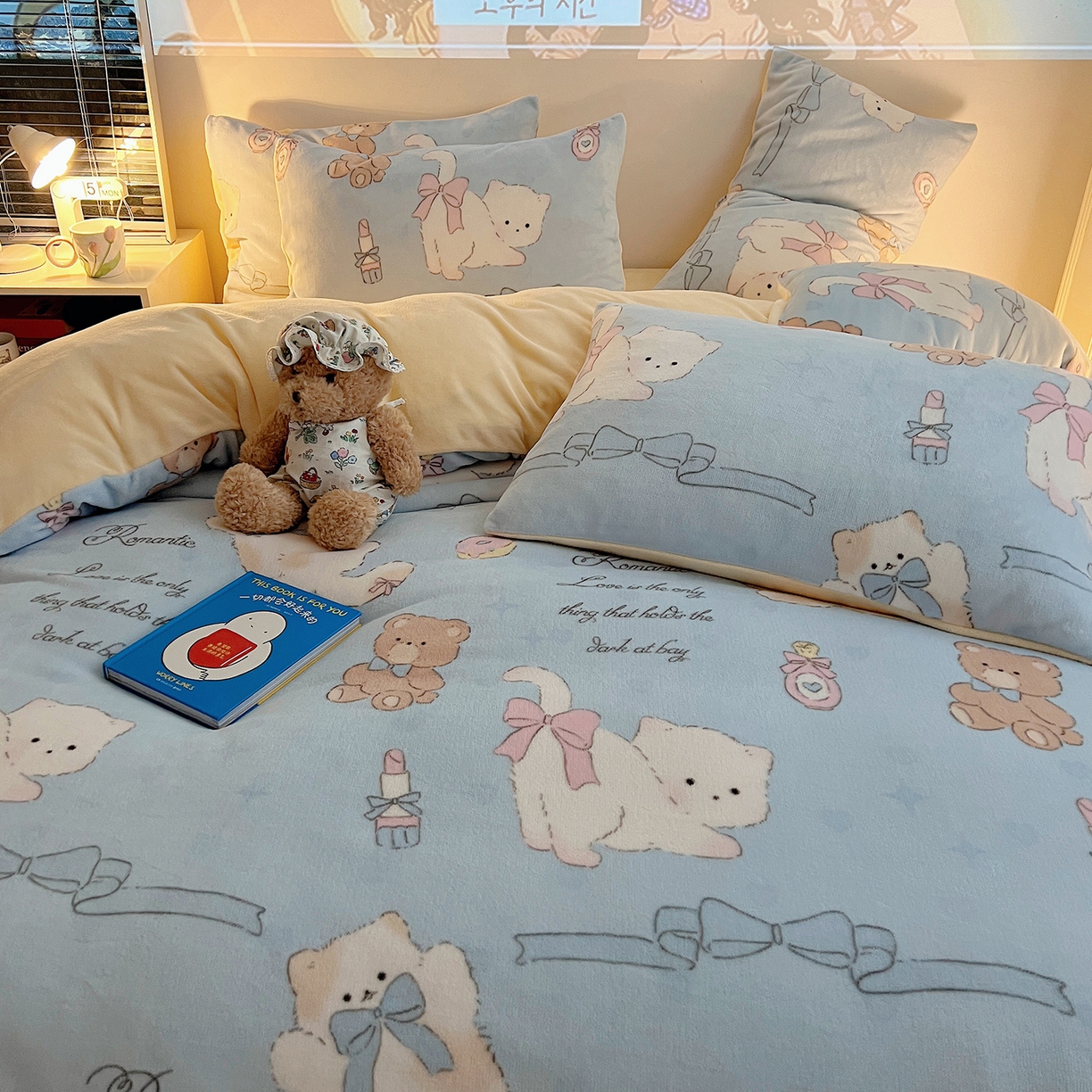 91家纺网 家纺一手货源 找家纺 （总）瑞莱 2025新款A类200克高克重秋冬印花牛奶绒四件套-卡通系列