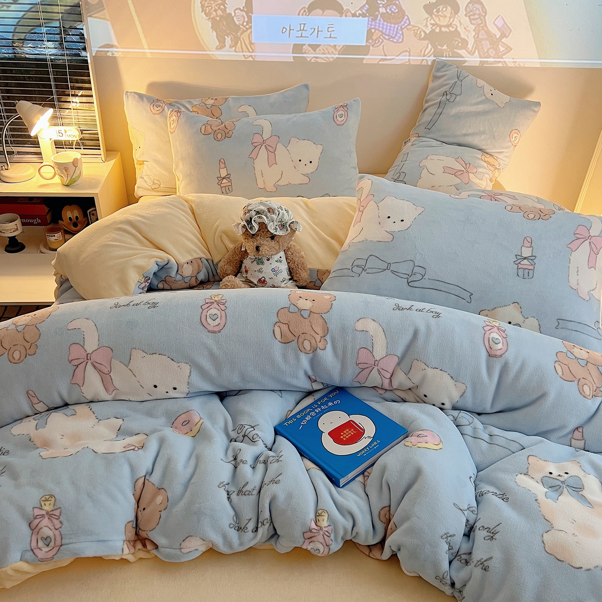 91家纺网 家纺一手货源 找家纺 （总）瑞莱 2025新款A类200克高克重秋冬印花牛奶绒四件套-卡通系列