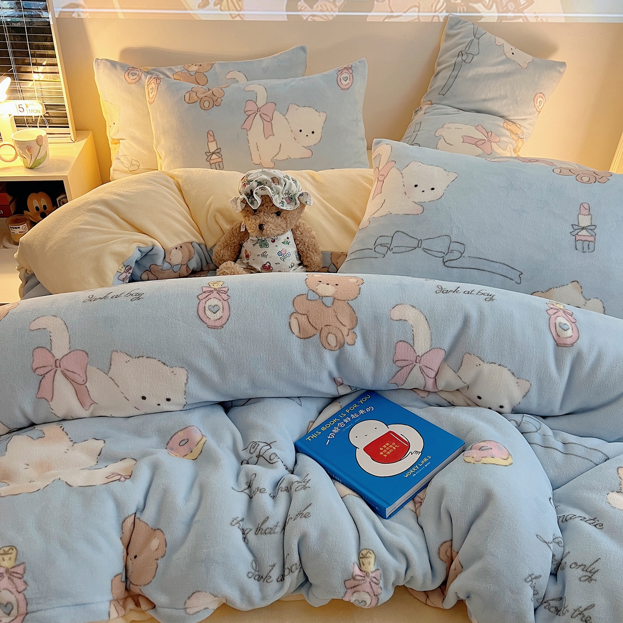 91家纺网 家纺一手货源 找家纺 （总）瑞莱 2025新款A类200克高克重秋冬印花牛奶绒四件套-卡通系列