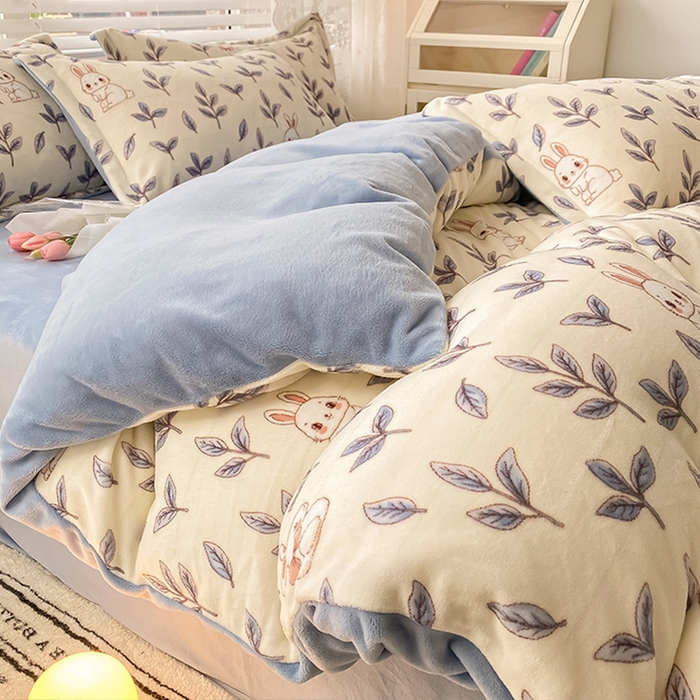 91家纺网 家纺一手货源 找家纺 （总）瑞莱 2025新款A类200克高克重秋冬印花牛奶绒四件套-卡通系列