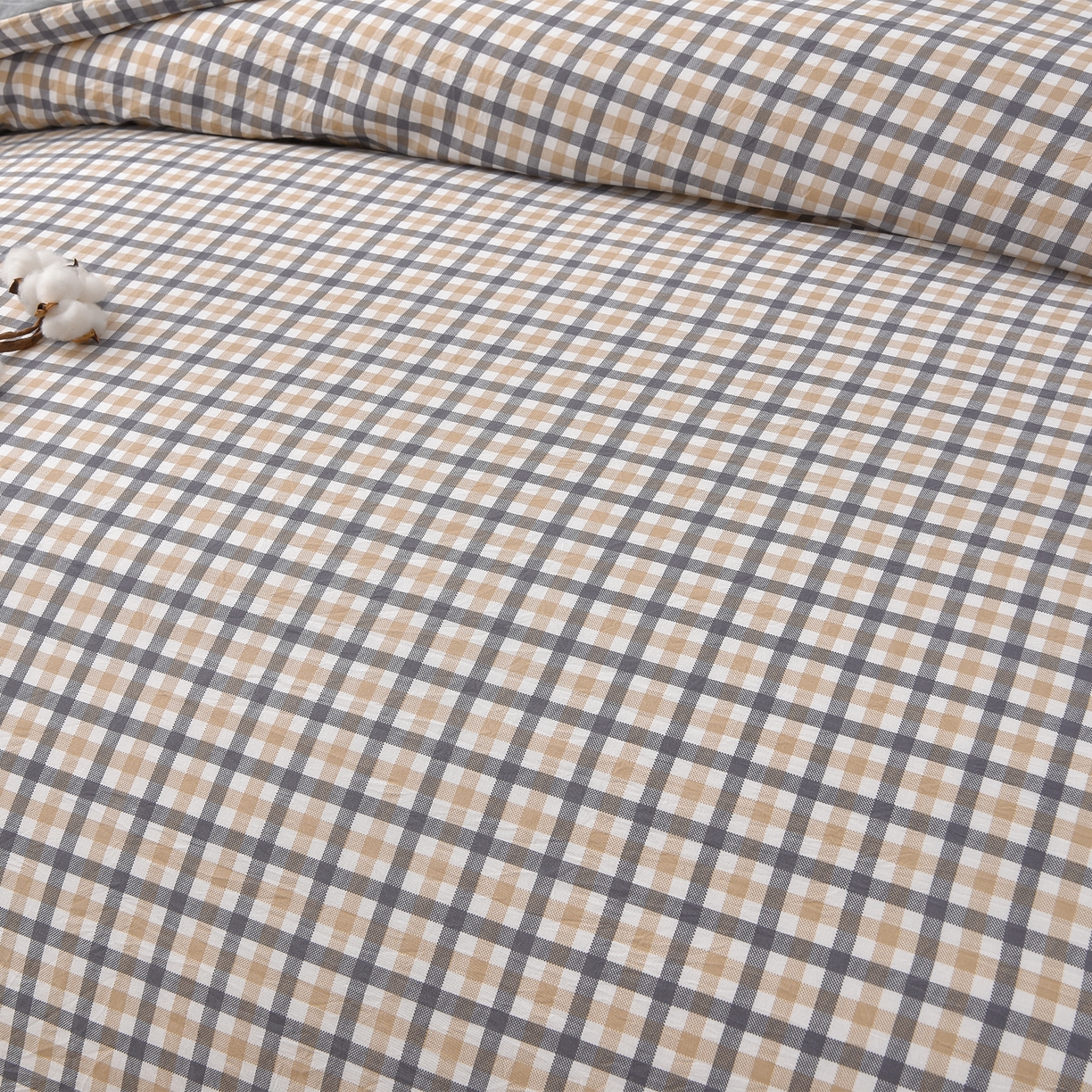 91家纺网 家纺一手货源 找家纺 锦逸家居 2025新款A类水洗棉棉花被被子被芯 印月咖