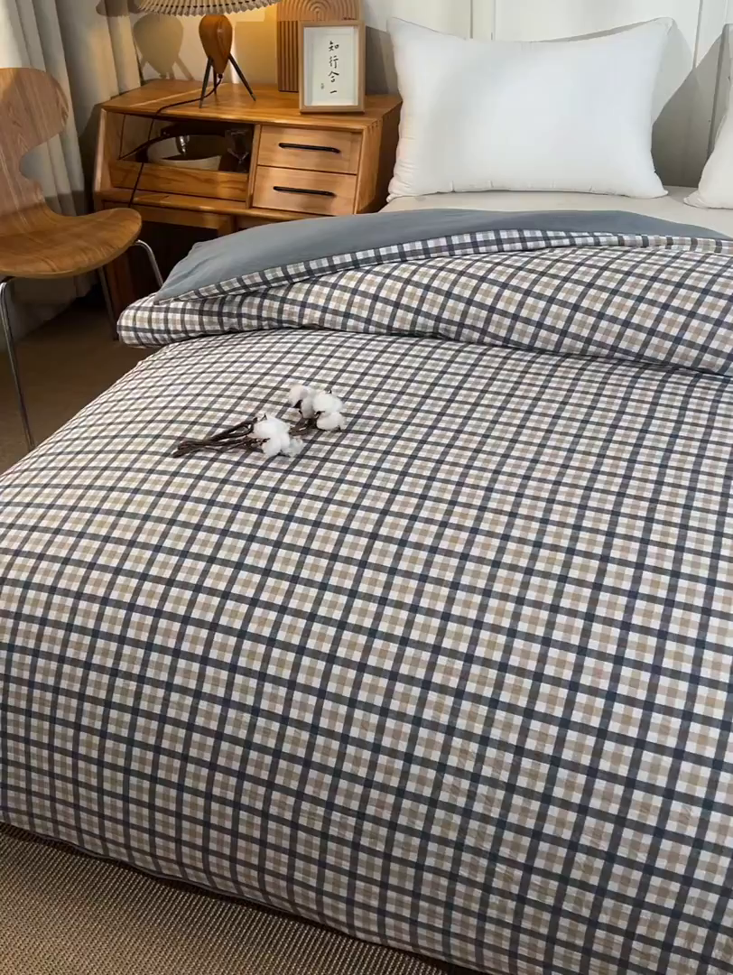 91家纺网 家纺一手货源 找家纺 锦逸家居 2025新款A类水洗棉棉花被被子被芯 印月咖