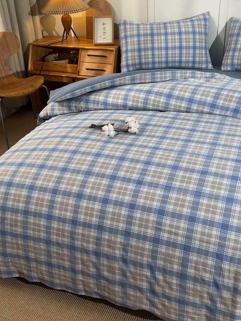 91家纺网 家纺一手货源 找家纺 锦逸家居 2025新款A类水洗棉棉花被被子被芯 遇见-蓝