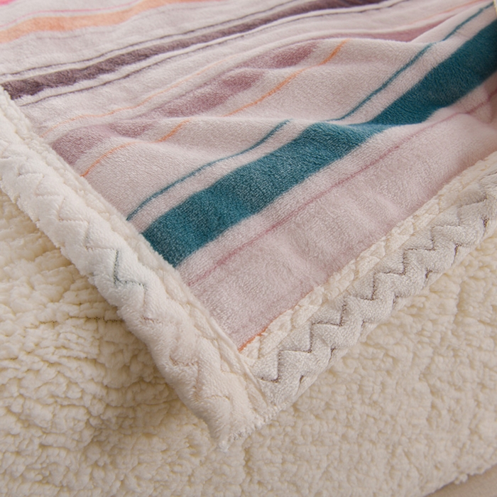 91家纺网 家纺一手货源 找家纺 圣楚家纺 2025新款牛奶绒羊羔绒双层毯盖毯毯子 邂逅彩虹