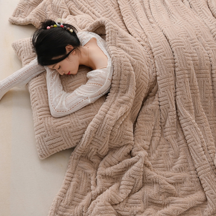 91家纺网 家纺一手货源 找家纺 （总）圣楚家纺 2025新款塔芙绒毛毯盖毯毯子-恬梦