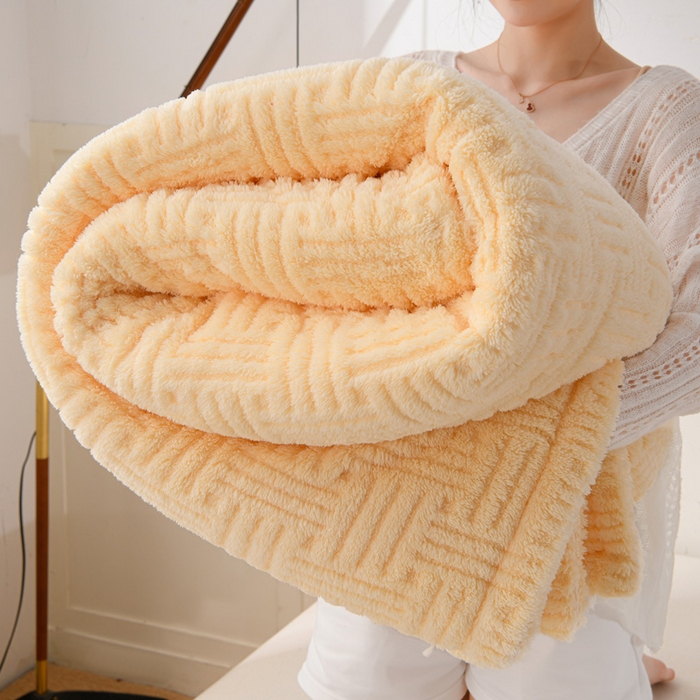 圣楚家纺 2025新款塔芙绒毛毯盖毯毯子-恬梦 恬梦奶黄