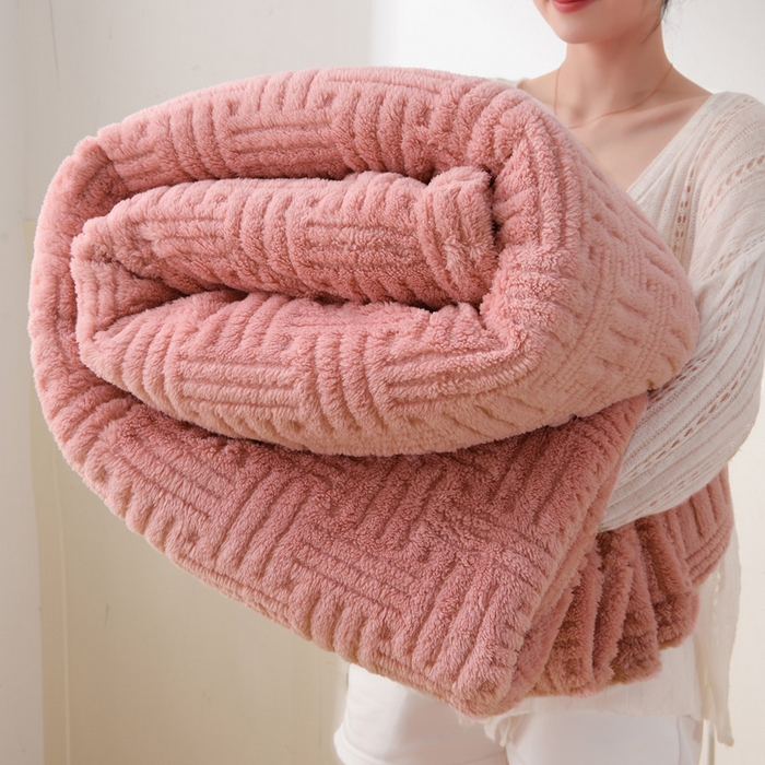 圣楚家纺 2025新款塔芙绒毛毯盖毯毯子-恬梦 恬梦樱粉