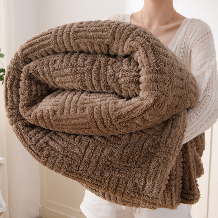 圣楚家纺 2025新款塔芙绒毛毯盖毯毯子-恬梦 恬梦深咖