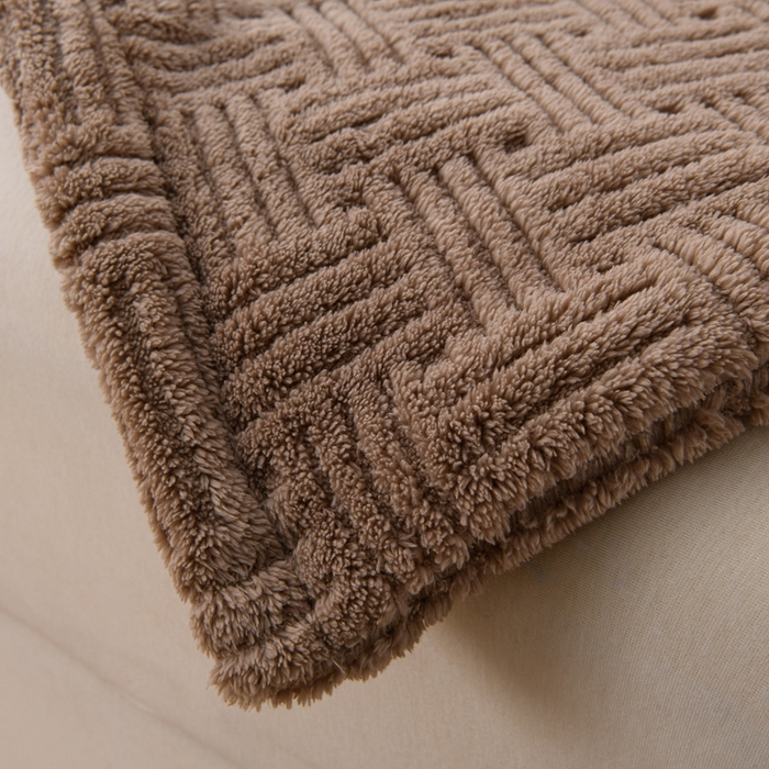 91家纺网 家纺一手货源 找家纺 圣楚家纺 2025新款塔芙绒毛毯盖毯毯子-恬梦 恬梦深咖