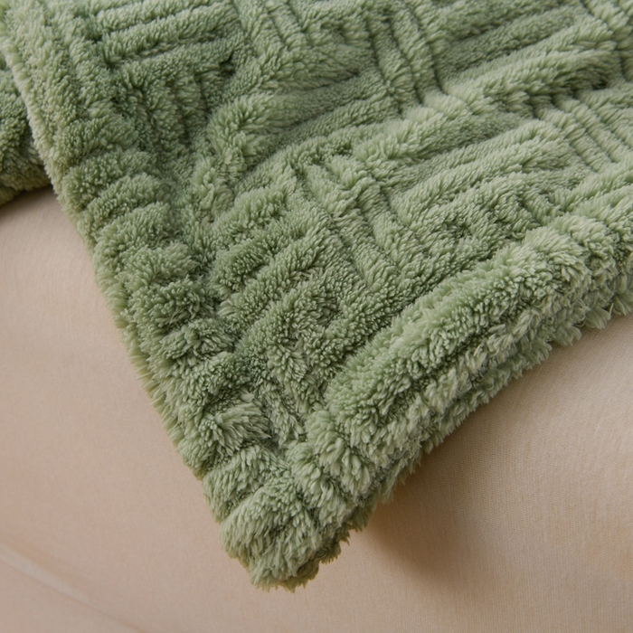 91家纺网 家纺一手货源 找家纺 圣楚家纺 2025新款塔芙绒毛毯盖毯毯子-恬梦 恬梦抹茶