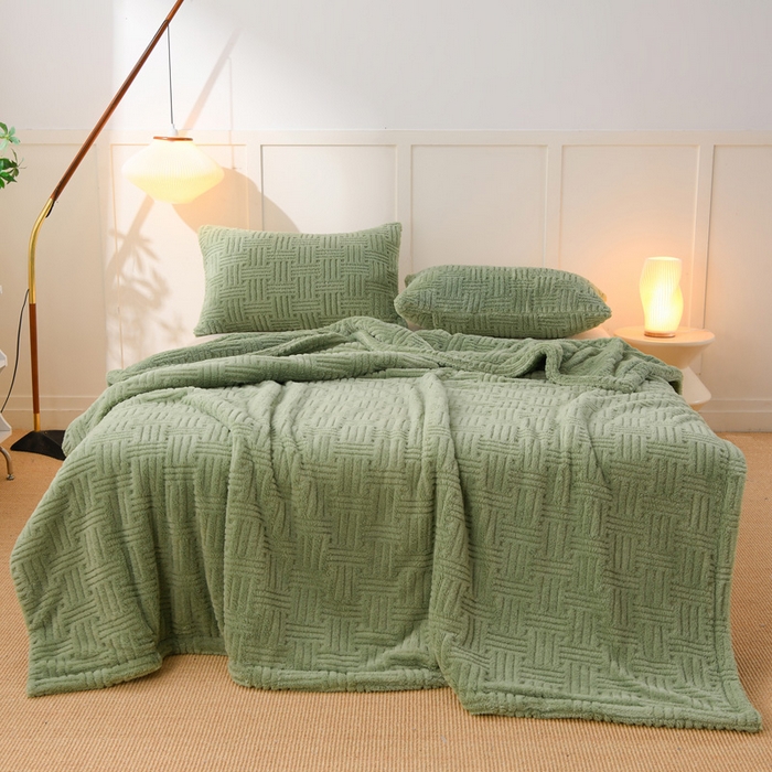 91家纺网 家纺一手货源 找家纺 圣楚家纺 2025新款塔芙绒毛毯盖毯毯子-恬梦 恬梦抹茶