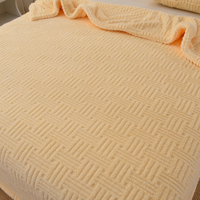 91家纺网 家纺一手货源 找家纺 圣楚家纺 2025新款塔芙绒毛毯盖毯毯子-恬梦 恬梦奶黄