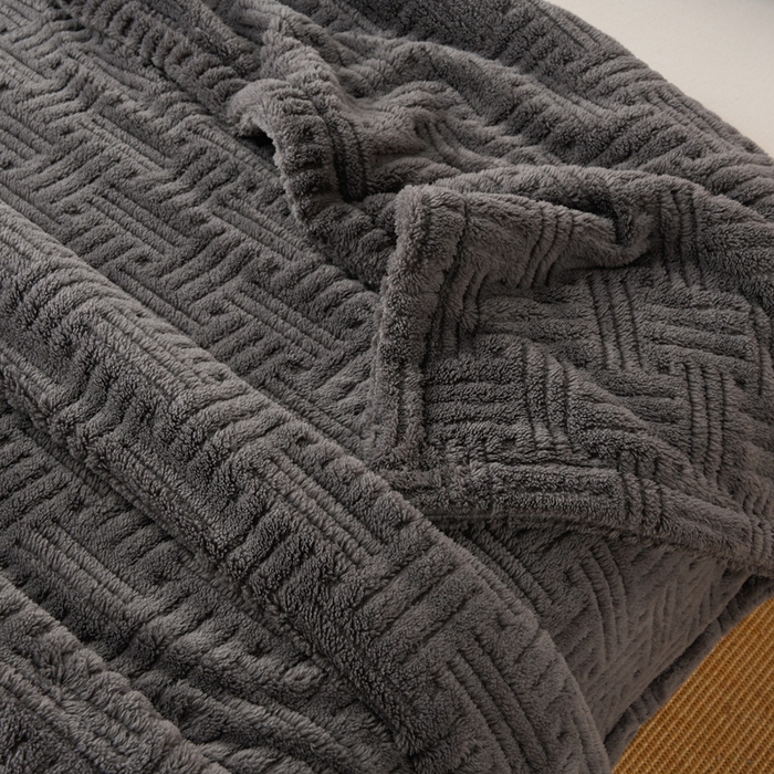 91家纺网 家纺一手货源 找家纺 圣楚家纺 2025新款塔芙绒毛毯盖毯毯子-恬梦 恬梦深灰