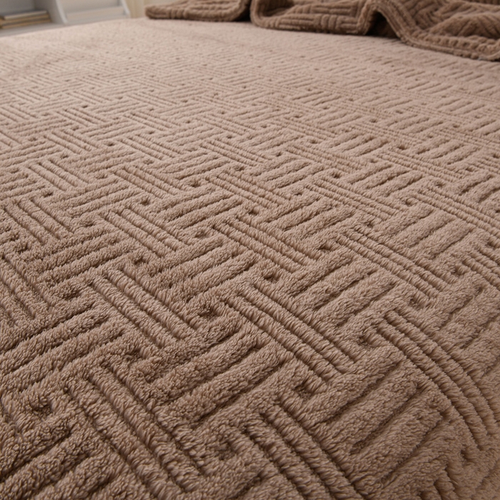 91家纺网 家纺一手货源 找家纺 圣楚家纺 2025新款塔芙绒毛毯盖毯毯子-恬梦 恬梦深咖