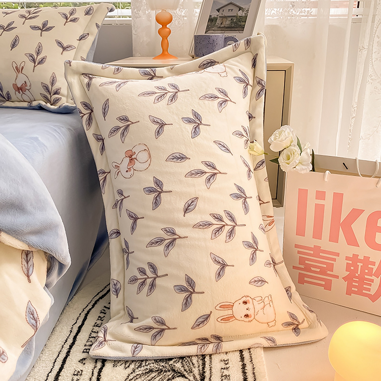 91家纺网 家纺一手货源 找家纺 瑞莱 2025新款A类200克高克重秋冬印花牛奶绒四件套-卡通系列 绒芳草集