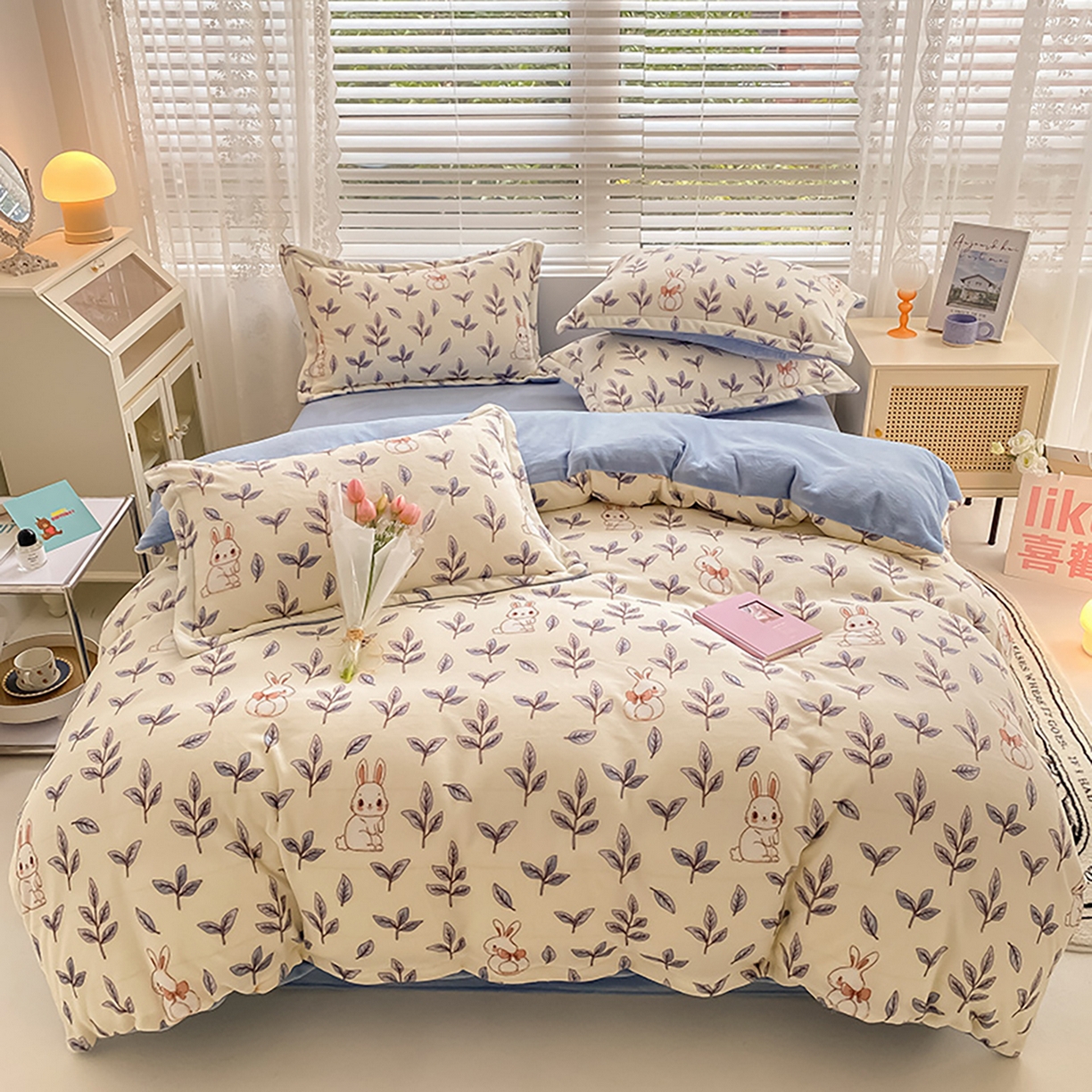 91家纺网 家纺一手货源 找家纺 瑞莱 2025新款A类200克高克重秋冬印花牛奶绒四件套-卡通系列 绒芳草集