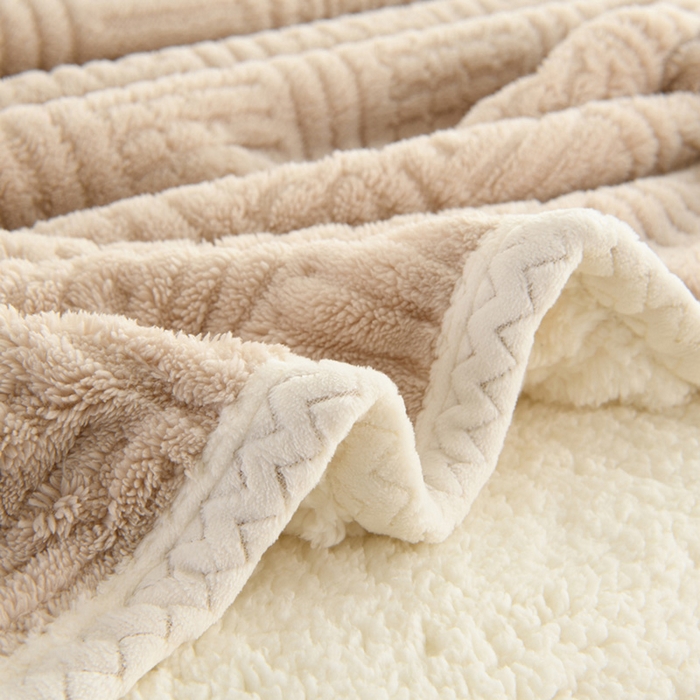 91家纺网 家纺一手货源 找家纺 圣楚家纺 2025新款塔芙绒羊羔绒双层毛毯盖毯毯子-暖窝 暖窝卡其