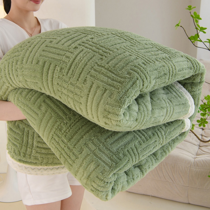 圣楚家纺 2025新款塔芙绒羊羔绒双层毛毯盖毯毯子-暖窝 暖窝抹茶