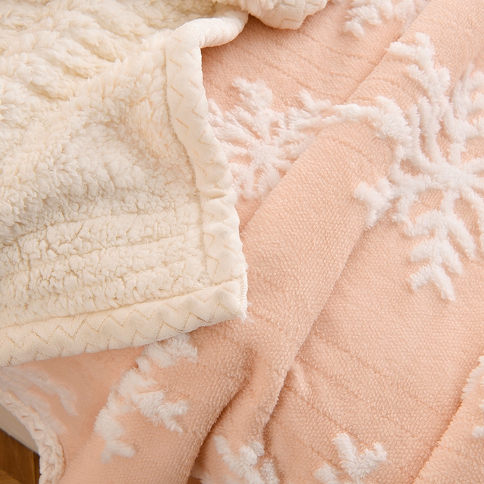 91家纺网 家纺一手货源 找家纺 圣楚家纺 2025新款雪花羊羔绒双层毯盖毯毯子 雪花