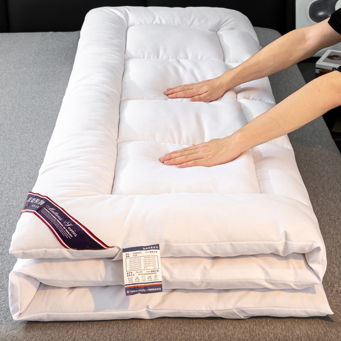 91家纺网 家纺一手货源 找家纺 憨豆家纺 2026新款酒店羽丝绒床垫学生宿舍单人床褥超厚榻榻米垫子不塌陷被褥可折叠 珍珠白