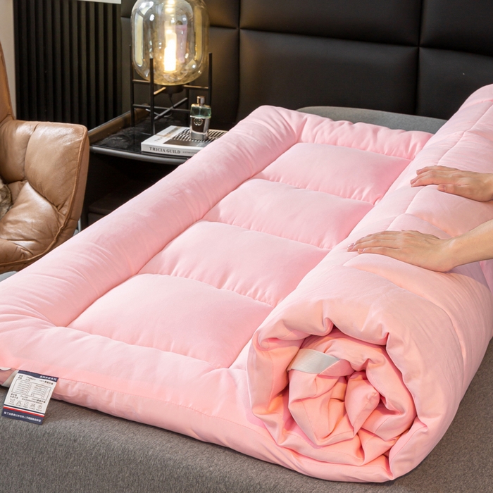 91家纺网 家纺一手货源 找家纺 憨豆家纺 2026新款酒店羽丝绒床垫学生宿舍单人床褥超厚榻榻米垫子不塌陷被褥可折叠 清新粉