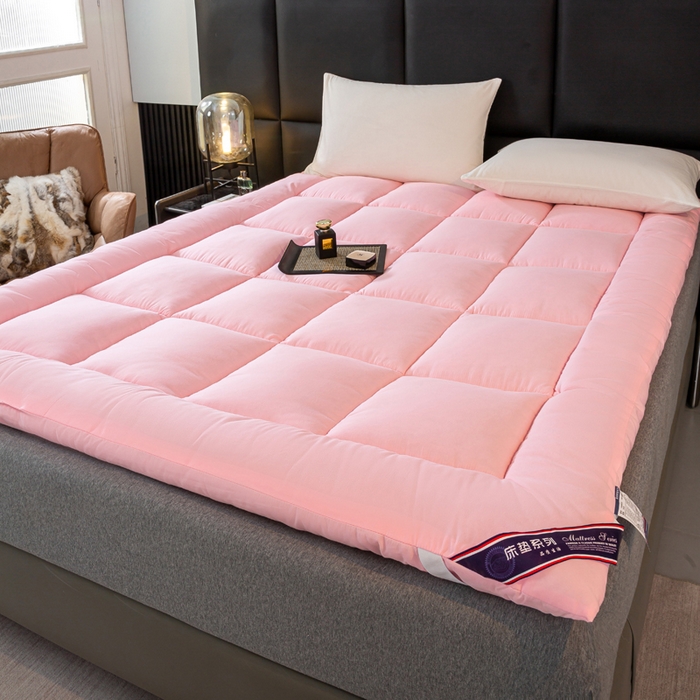 91家纺网 家纺一手货源 找家纺 憨豆家纺 2026新款酒店羽丝绒床垫学生宿舍单人床褥超厚榻榻米垫子不塌陷被褥可折叠 清新粉