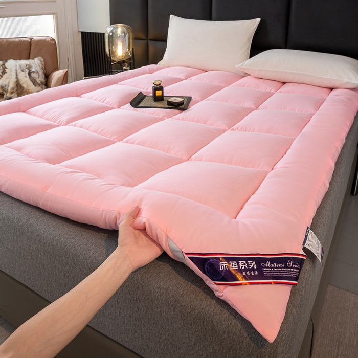 91家纺网 家纺一手货源 找家纺 憨豆家纺 2026新款酒店羽丝绒床垫学生宿舍单人床褥超厚榻榻米垫子不塌陷被褥可折叠 清新粉