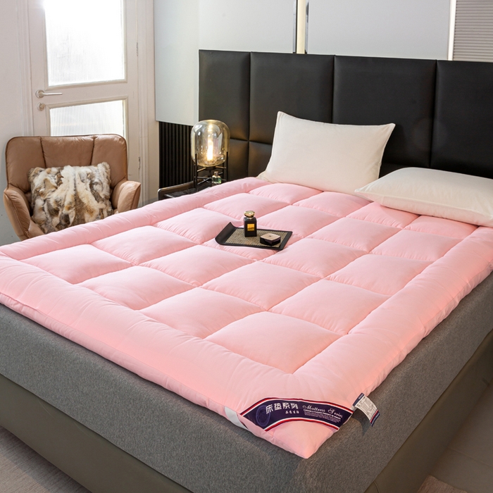 91家纺网 家纺一手货源 找家纺 憨豆家纺 2026新款酒店羽丝绒床垫学生宿舍单人床褥超厚榻榻米垫子不塌陷被褥可折叠 清新粉