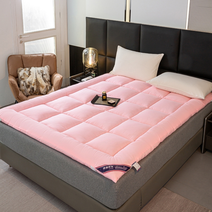 91家纺网 家纺一手货源 找家纺 憨豆家纺 2026新款酒店羽丝绒床垫学生宿舍单人床褥超厚榻榻米垫子不塌陷被褥可折叠 清新粉