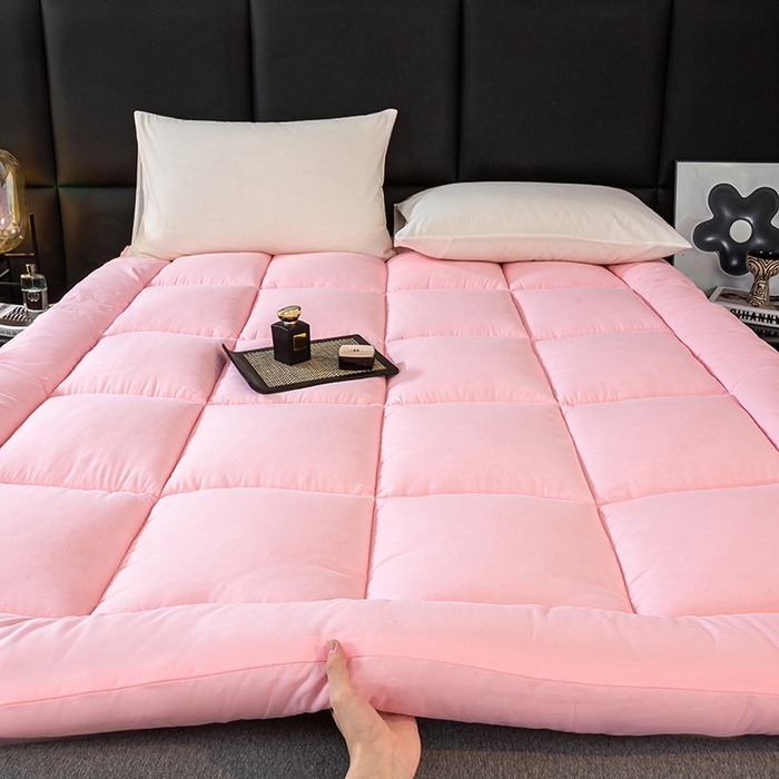 91家纺网 家纺一手货源 找家纺 憨豆家纺 2026新款酒店羽丝绒床垫学生宿舍单人床褥超厚榻榻米垫子不塌陷被褥可折叠 清新粉