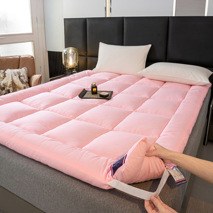 91家纺网 家纺一手货源 找家纺 憨豆家纺 2026新款酒店羽丝绒床垫学生宿舍单人床褥超厚榻榻米垫子不塌陷被褥可折叠 清新粉