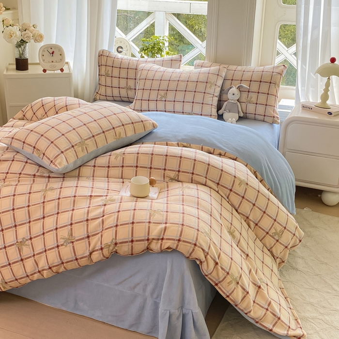 91家纺网 家纺一手货源 找家纺 豫见家纺 2025新款牛奶绒印花四件套 小晴天