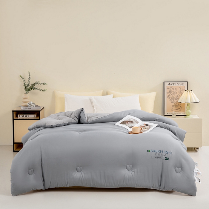 91家纺网 家纺一手货源 找家纺 憨豆家纺 2025新款升级双拼原棉夏被空调被夏凉被大豆纤维被学生宿舍被子被芯春秋被直播冬被【含质检报告买家秀】 小仙被-深浅灰